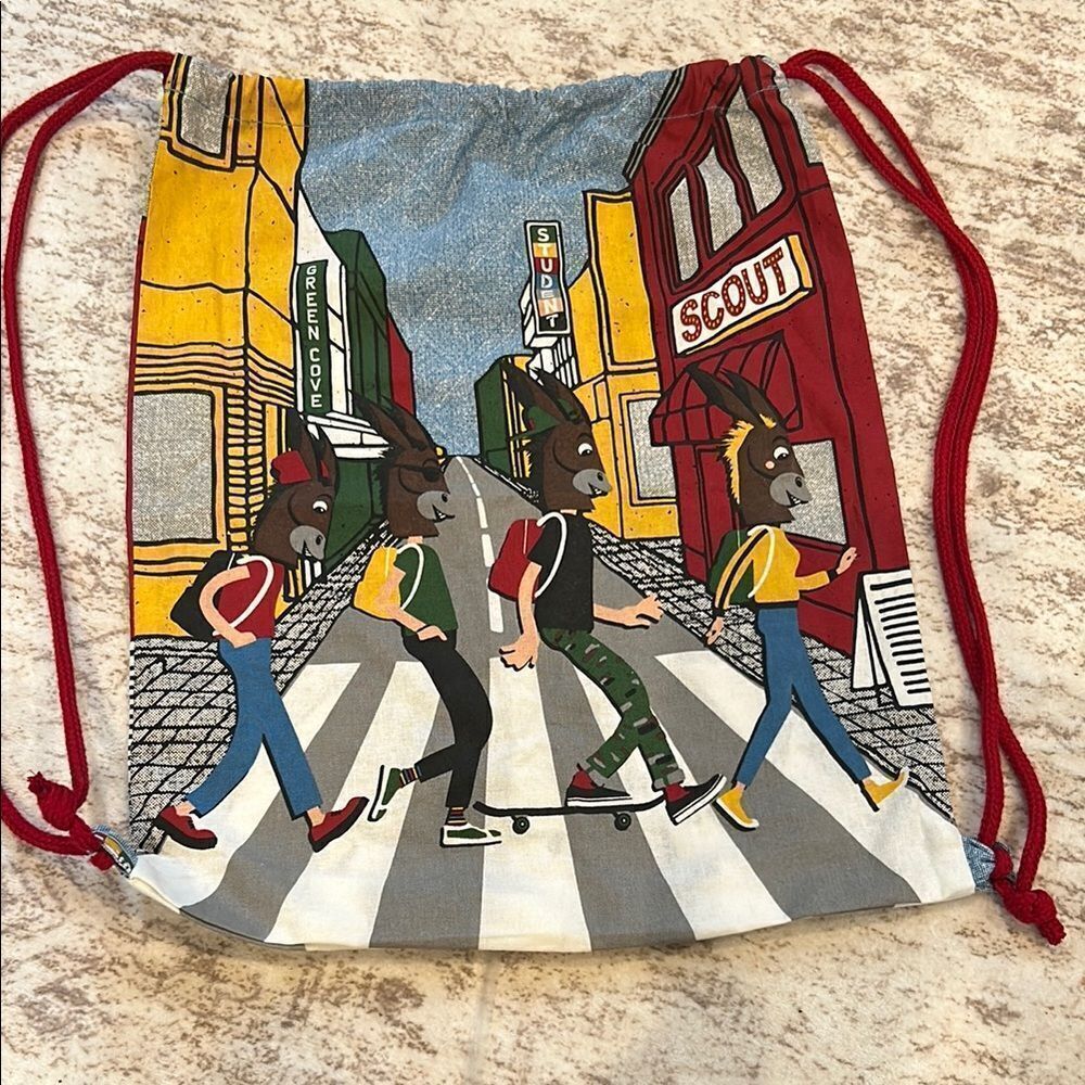 Colorful Drawstring Backpack with Street Art Design